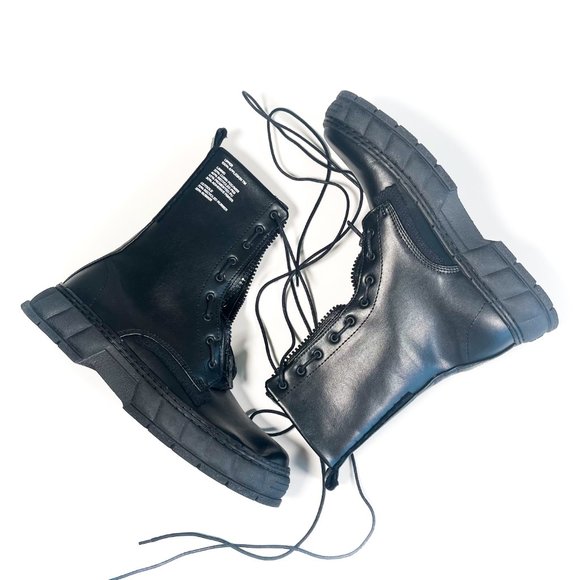 Jackson Wang VIRON Apple Faux Leather Tall Zip Combat Boots Music Video Worn